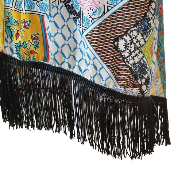NY Collection -BOHO Hippie Peasant Fringe Open Kimono Cardigan Cover Up Size L - Picture 3 of 10